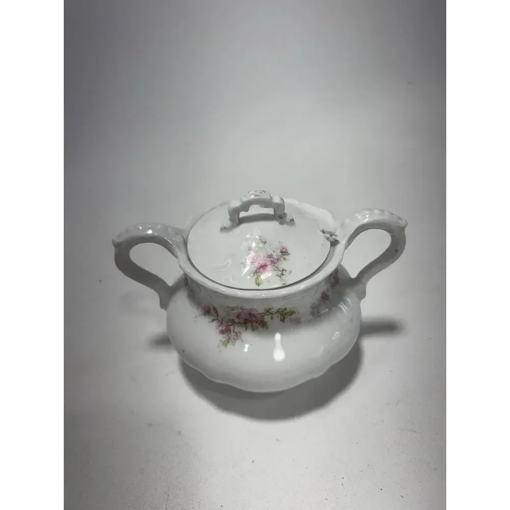Antique Elite Limoges France Mini Sugar Bowl Floral Porcelain